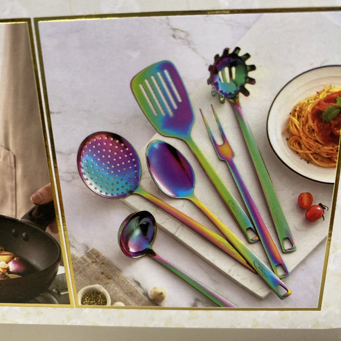 Utensil Set Rainbow Titanium Utensils Sets Stainless Steel Kitchen Cooking